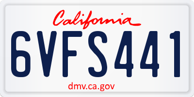 CA license plate 6VFS441
