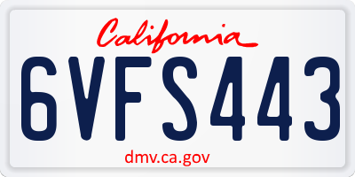 CA license plate 6VFS443