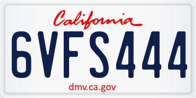 CA license plate 6VFS444