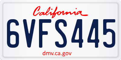 CA license plate 6VFS445