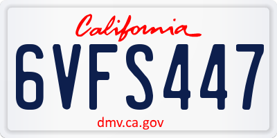 CA license plate 6VFS447