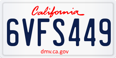 CA license plate 6VFS449
