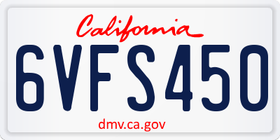 CA license plate 6VFS450