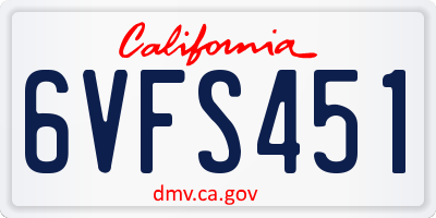 CA license plate 6VFS451