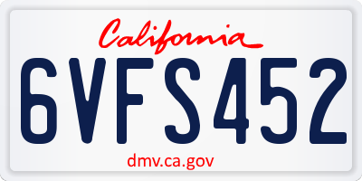 CA license plate 6VFS452
