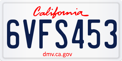 CA license plate 6VFS453