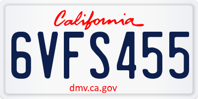 CA license plate 6VFS455