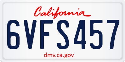 CA license plate 6VFS457