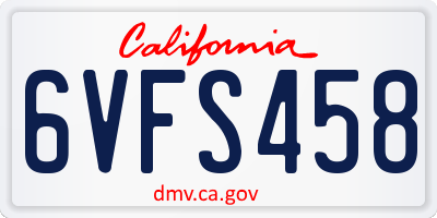 CA license plate 6VFS458