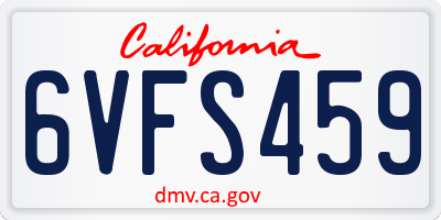 CA license plate 6VFS459
