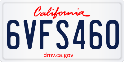 CA license plate 6VFS460