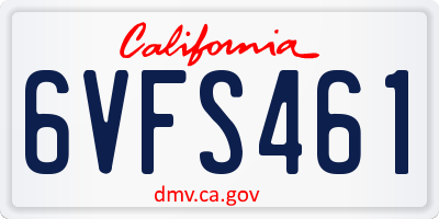 CA license plate 6VFS461