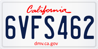 CA license plate 6VFS462