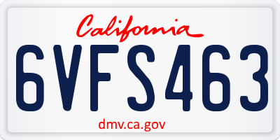 CA license plate 6VFS463