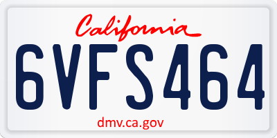 CA license plate 6VFS464