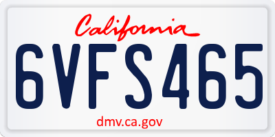 CA license plate 6VFS465