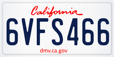 CA license plate 6VFS466