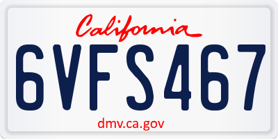 CA license plate 6VFS467