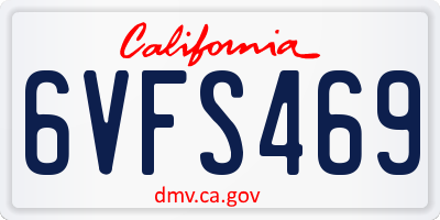 CA license plate 6VFS469