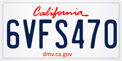 CA license plate 6VFS470