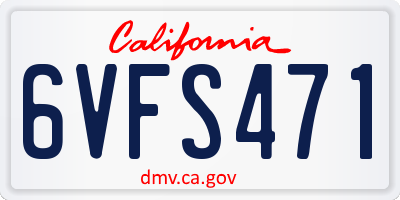 CA license plate 6VFS471