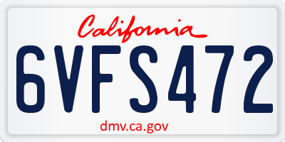 CA license plate 6VFS472