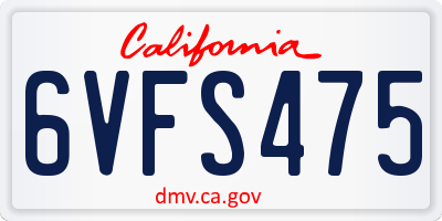 CA license plate 6VFS475