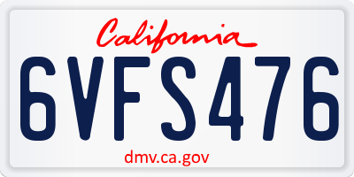 CA license plate 6VFS476