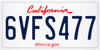 CA license plate 6VFS477