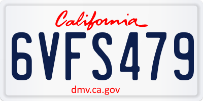 CA license plate 6VFS479