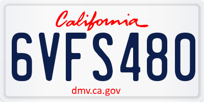 CA license plate 6VFS480