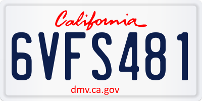 CA license plate 6VFS481