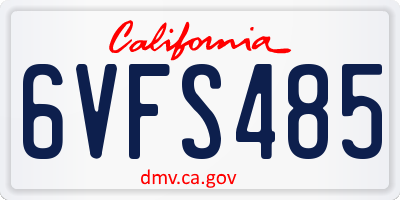 CA license plate 6VFS485