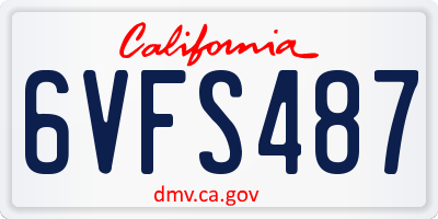 CA license plate 6VFS487
