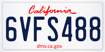 CA license plate 6VFS488