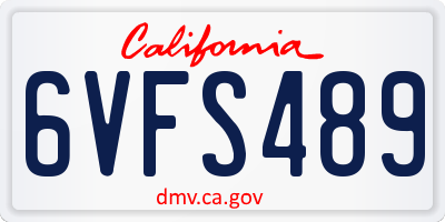 CA license plate 6VFS489