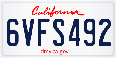 CA license plate 6VFS492