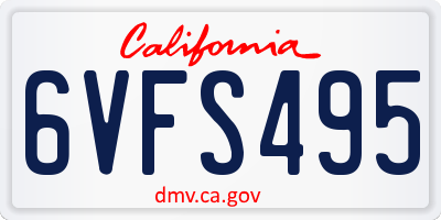 CA license plate 6VFS495