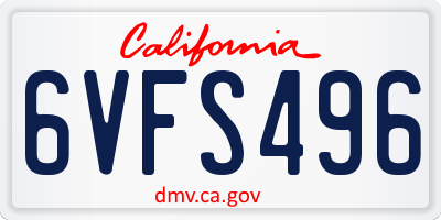 CA license plate 6VFS496