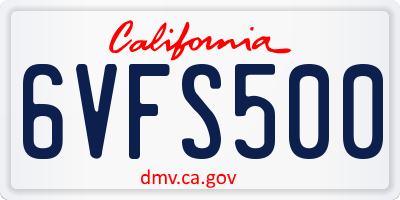 CA license plate 6VFS500