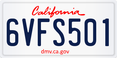 CA license plate 6VFS501