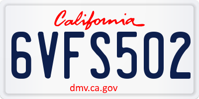 CA license plate 6VFS502