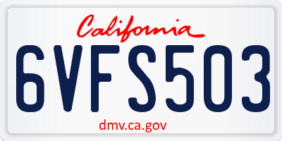 CA license plate 6VFS503