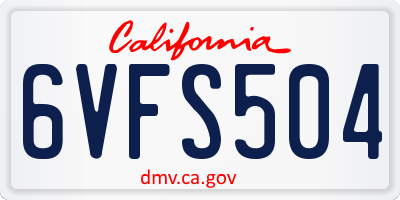 CA license plate 6VFS504