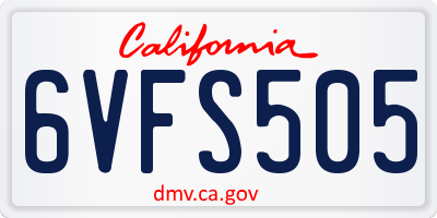 CA license plate 6VFS505