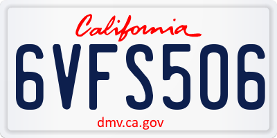 CA license plate 6VFS506