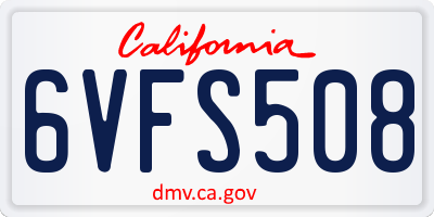 CA license plate 6VFS508
