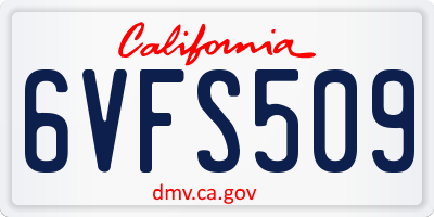 CA license plate 6VFS509
