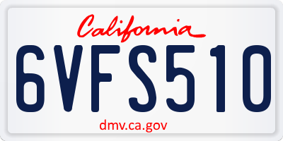 CA license plate 6VFS510