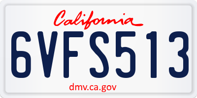 CA license plate 6VFS513